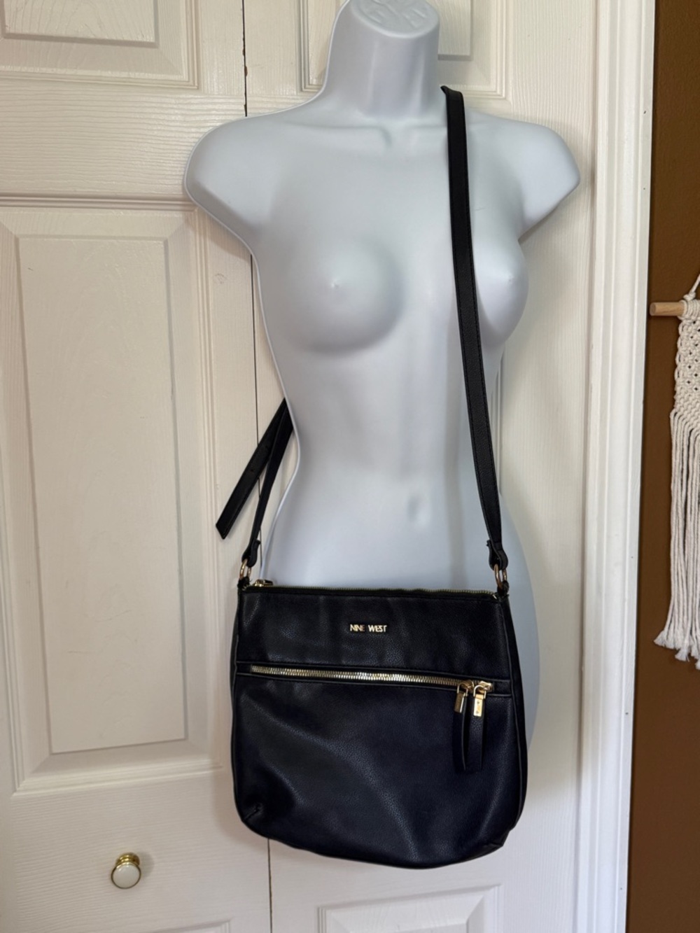 Nine West Black Crossbody Bag with Gold Hardware